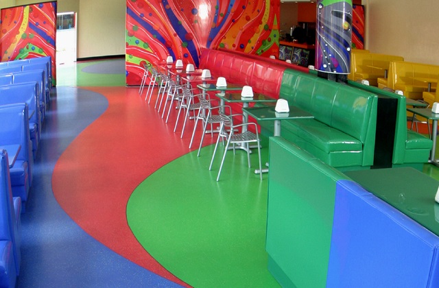 stonres rtz flooring in children's park cafe public space